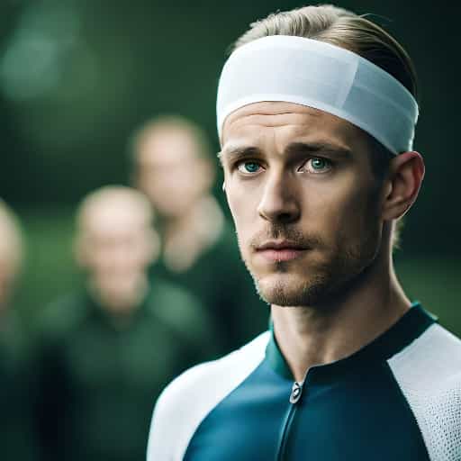 Cyclist with a head bandage and a concerned expression, symbolizing the aftermath of a bicycle accident and the compassionate legal assistance provided by Kevin R. Hansen, Bicycle Accident Attorney in Las Vegas