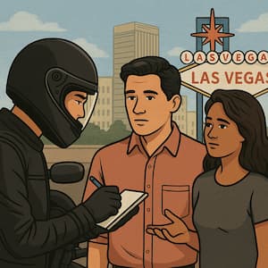 Motorcyclist gathering witness information