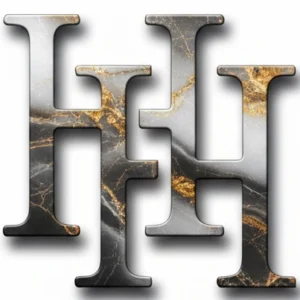 HH Logo embossed in metallic tile gold. Hansen & Harmon Injury Law